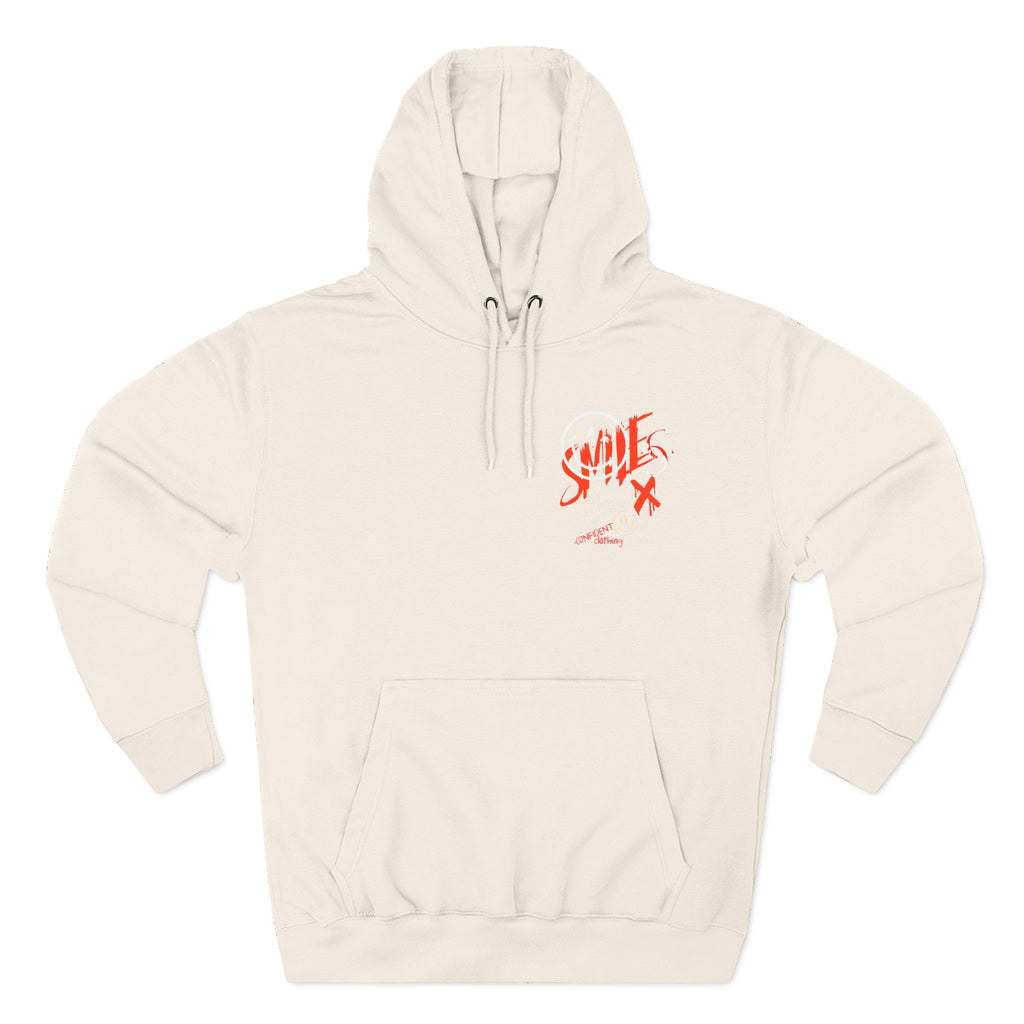 1.5 Confident Clothing Graffiti Hoodie – White “SMILE” Graphic