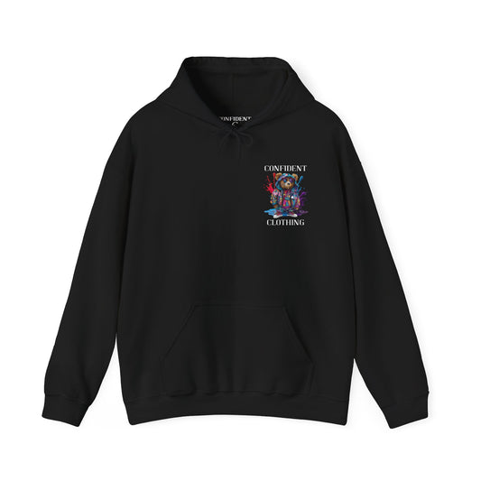 (Unisex) Confident Clothing Luxury Hooded Sweatshirt Urban Bear Collection (I Stay Drip Bear white logo)