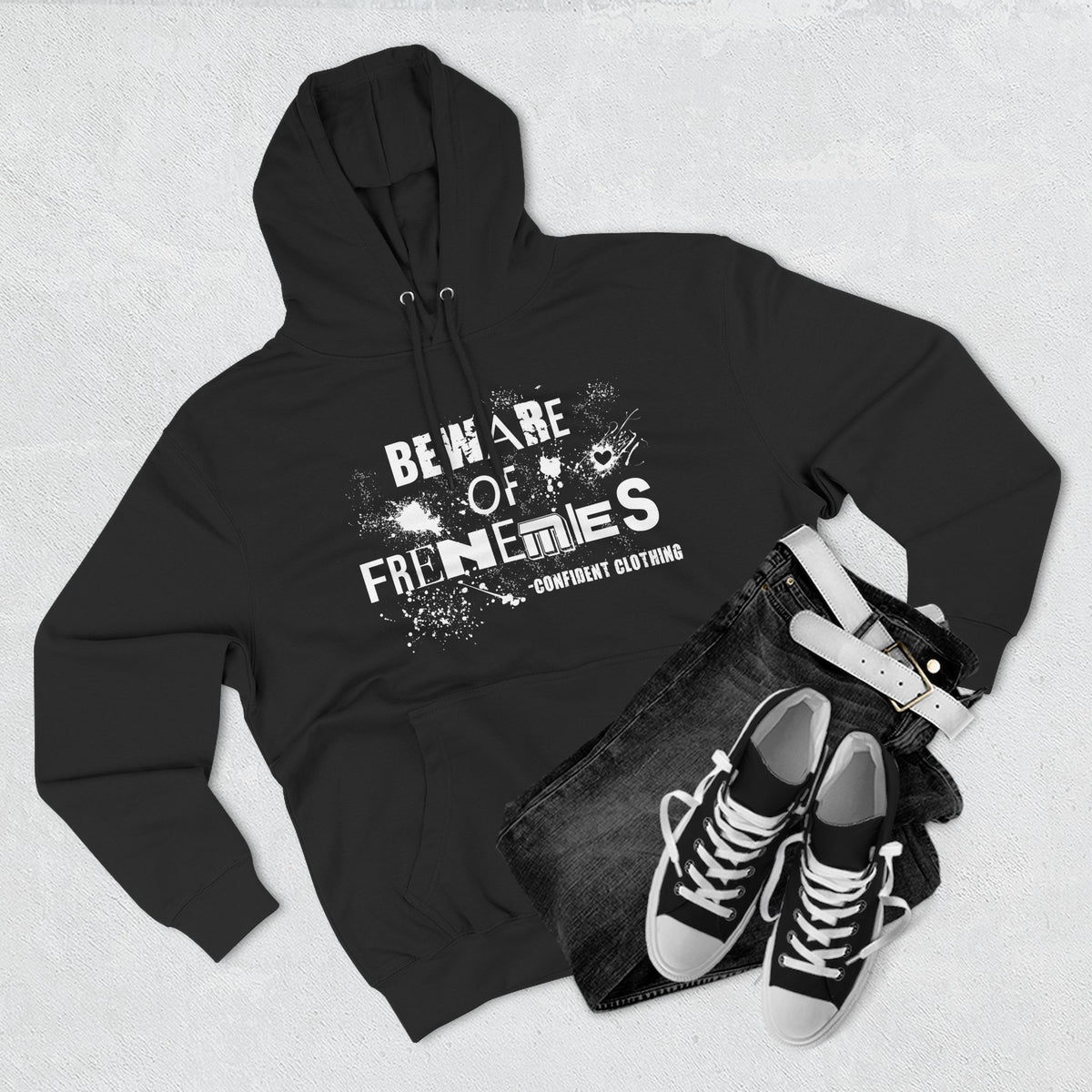 0.6 Confident Clothing Beware of Frenemies Graphic Fleece Hoodie