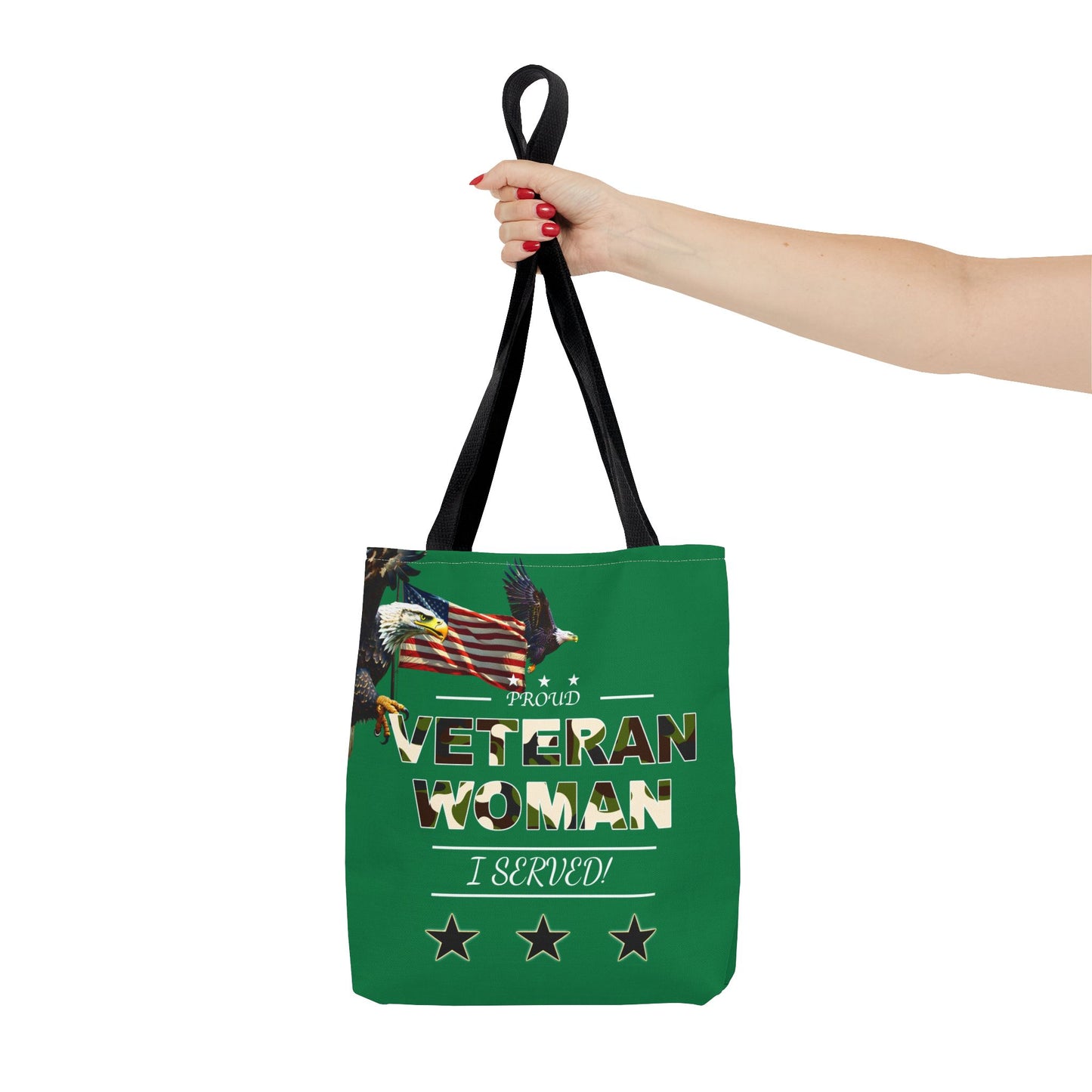 Proud Veteran Woman Tote Bag (Green)