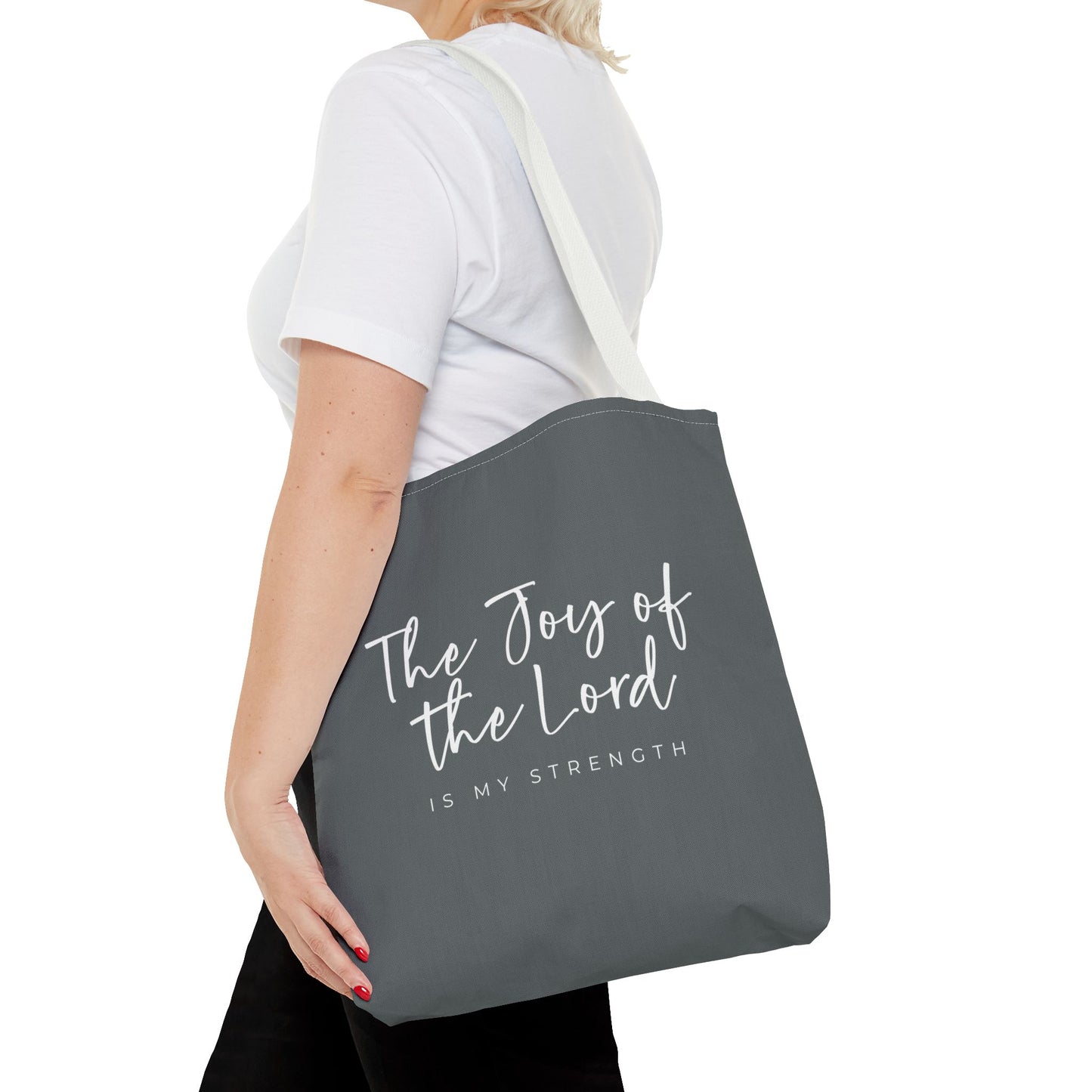 The Joy of the Lord is my Strength Tote Bag (grey)