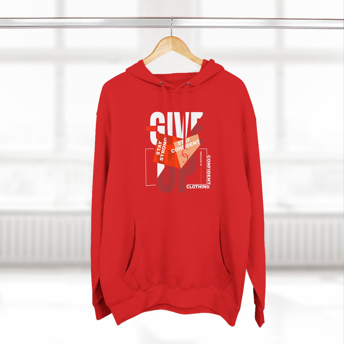 1.1 Confident Clothing Never Give Up Graphic Fleece Hoodie