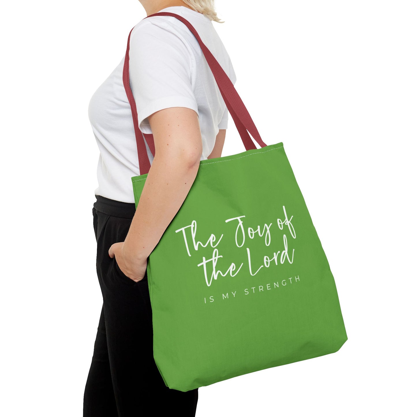 The Joy of the Lord is my Strength Tote Bag (kiwi green)