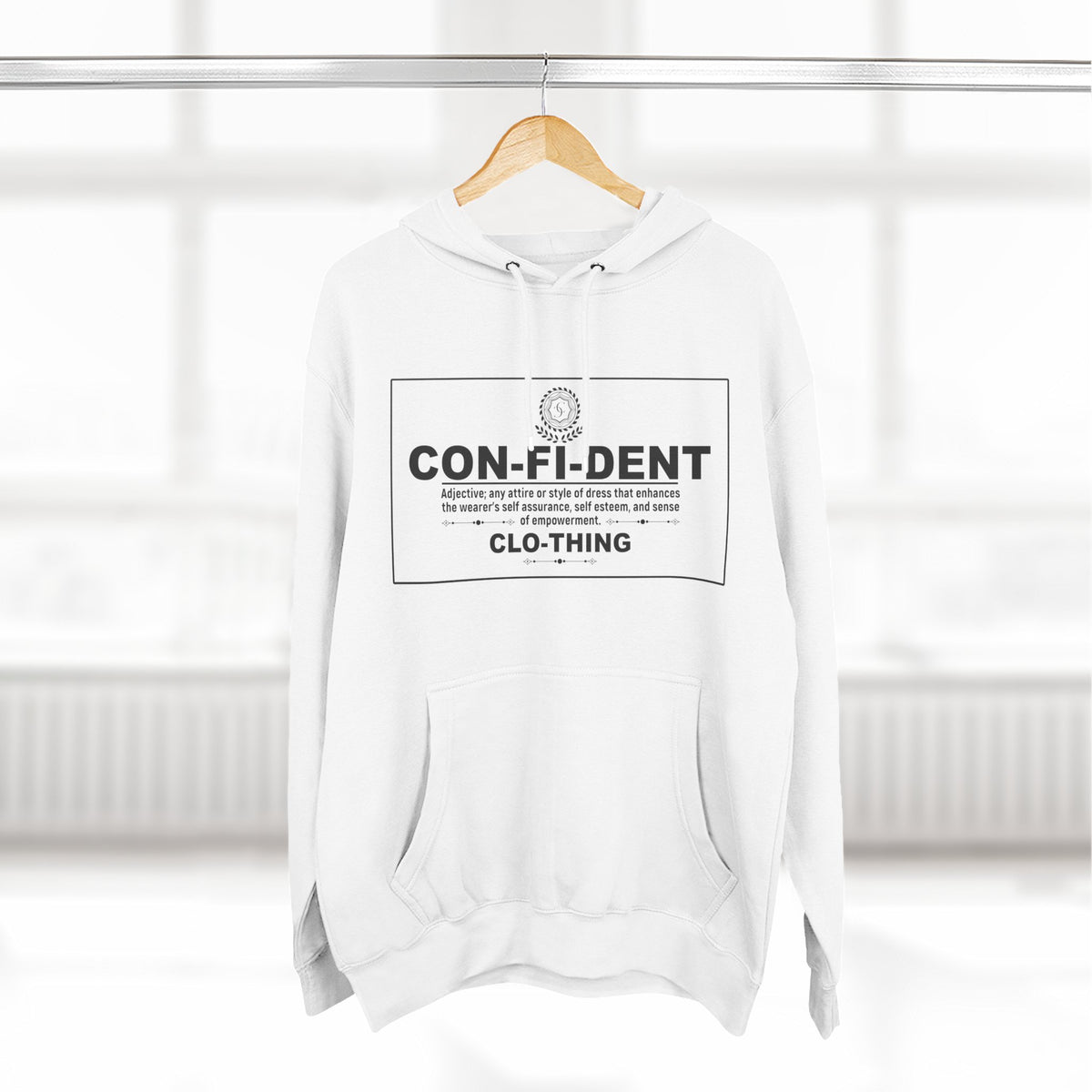 0.2 Confident Clothing Casual CON-FI-DENT Clothing Statement Fleece Hoodie