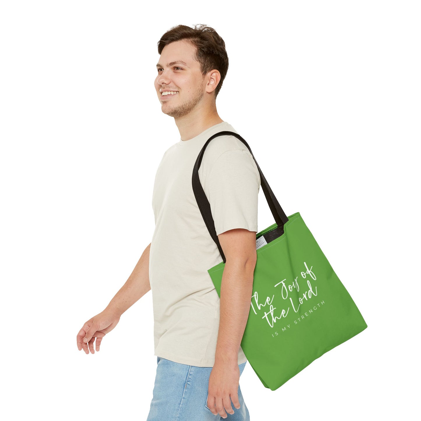 The Joy of the Lord is my Strength Tote Bag (kiwi green)
