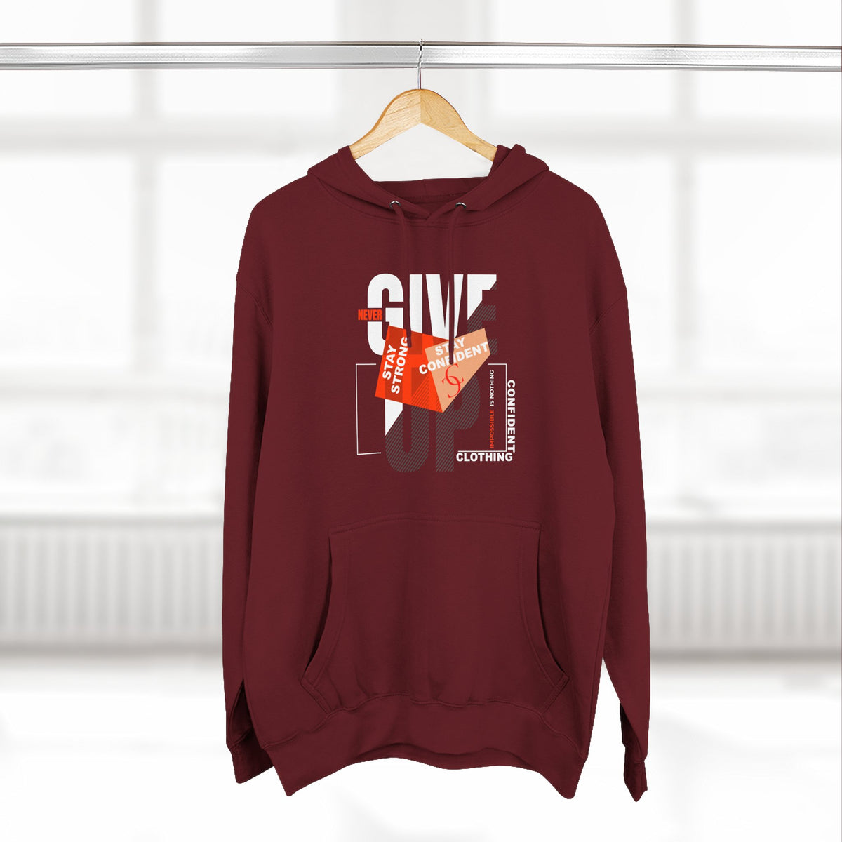 1.1 Confident Clothing Never Give Up Graphic Fleece Hoodie