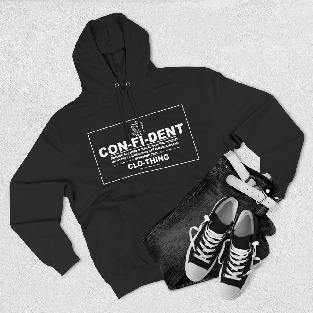 0.2 Confident Clothing Casual CON-FI-DENT Clothing Statement Fleece Hoodie