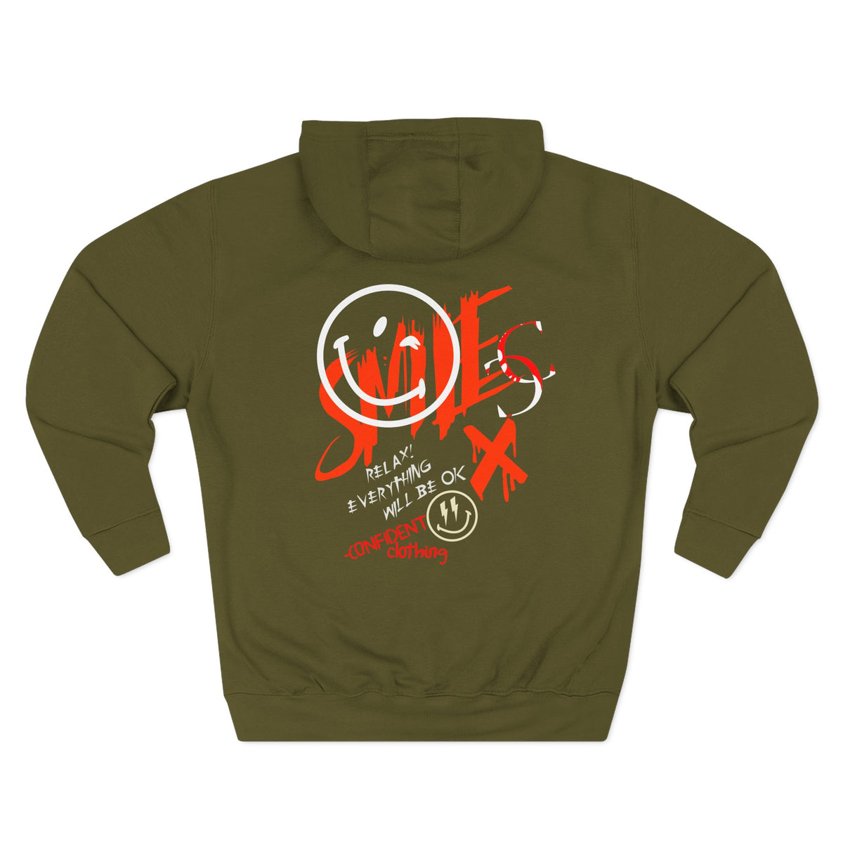 1.5 Confident Clothing Graffiti Hoodie – White “SMILE” Graphic