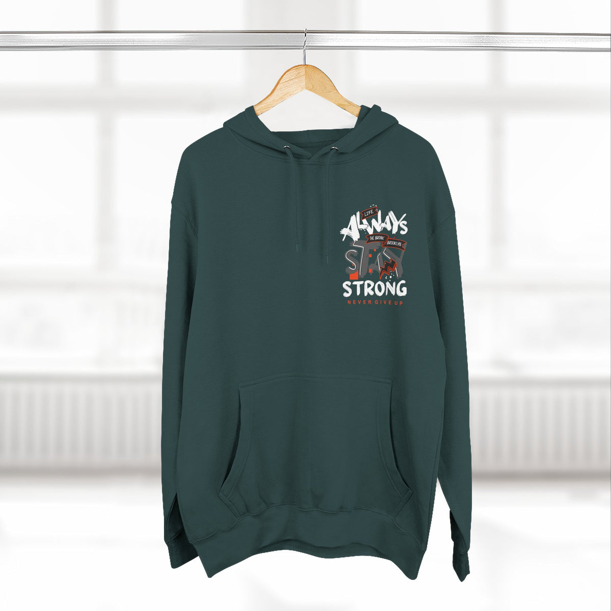 1.3 Confident Clothing Never Give Up Inspirational Fleece Hoodie