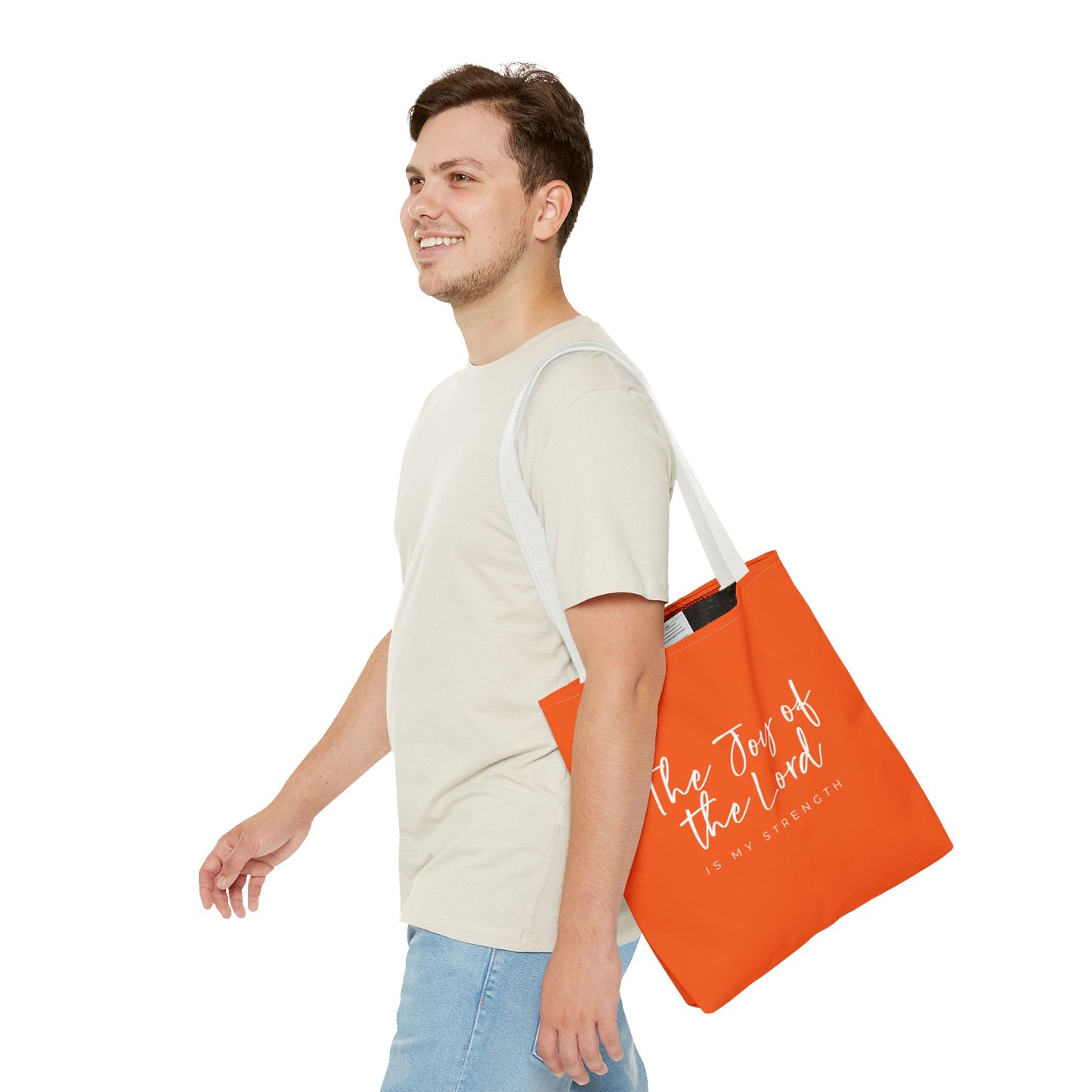 The Joy of the Lord is my Strength Tote Bag (orange)