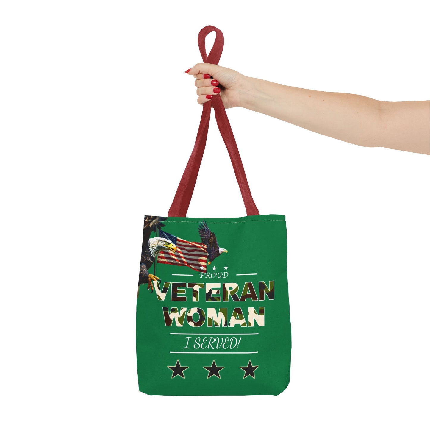 Proud Veteran Woman Tote Bag (Green)