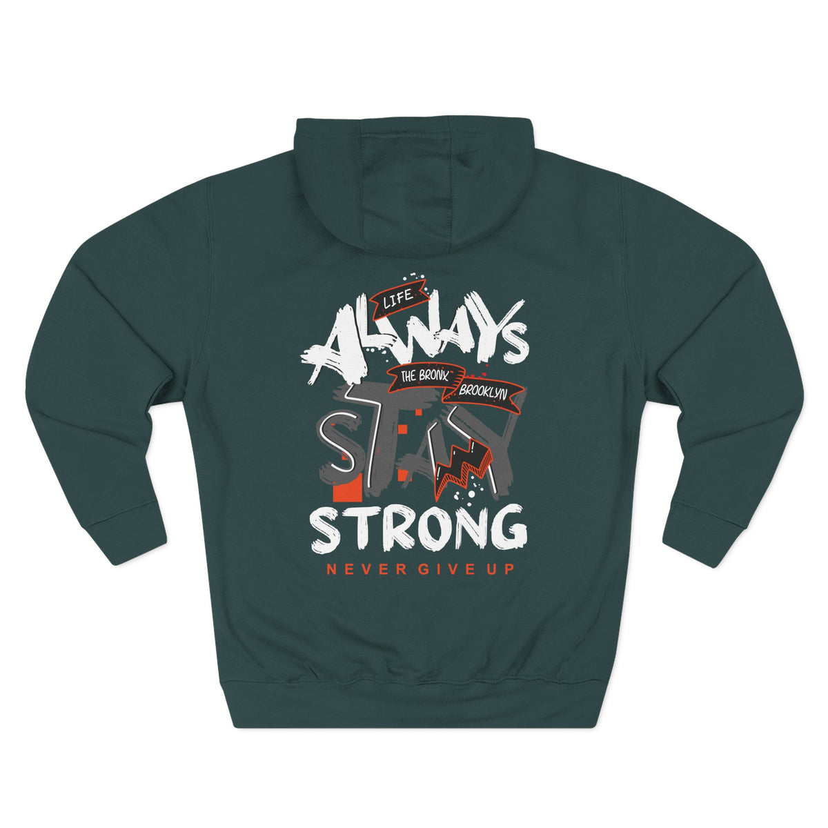 1.3 Confident Clothing Never Give Up Inspirational Fleece Hoodie