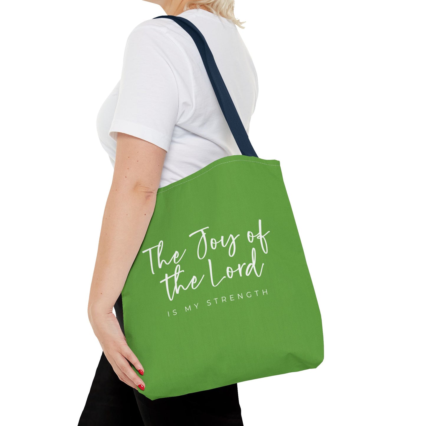 The Joy of the Lord is my Strength Tote Bag (kiwi green)