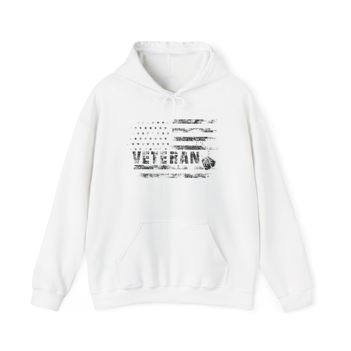 Veteran White Hoodie (black logo)