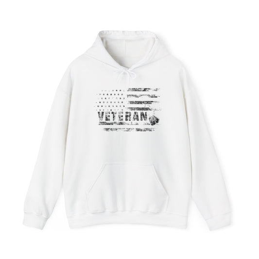 Veteran White Hoodie (black logo)