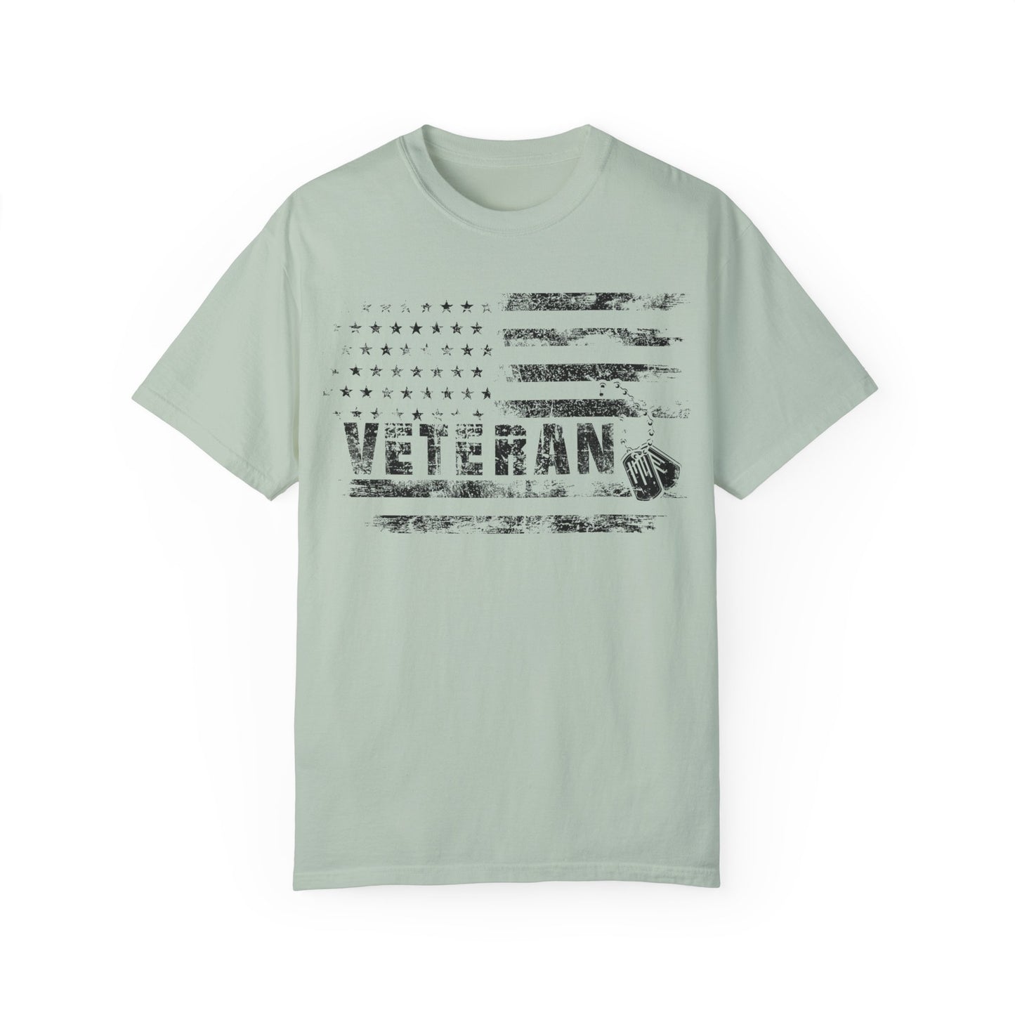 Veteran 1 Unisex Garment-Dyed T-shirt (white) black logo