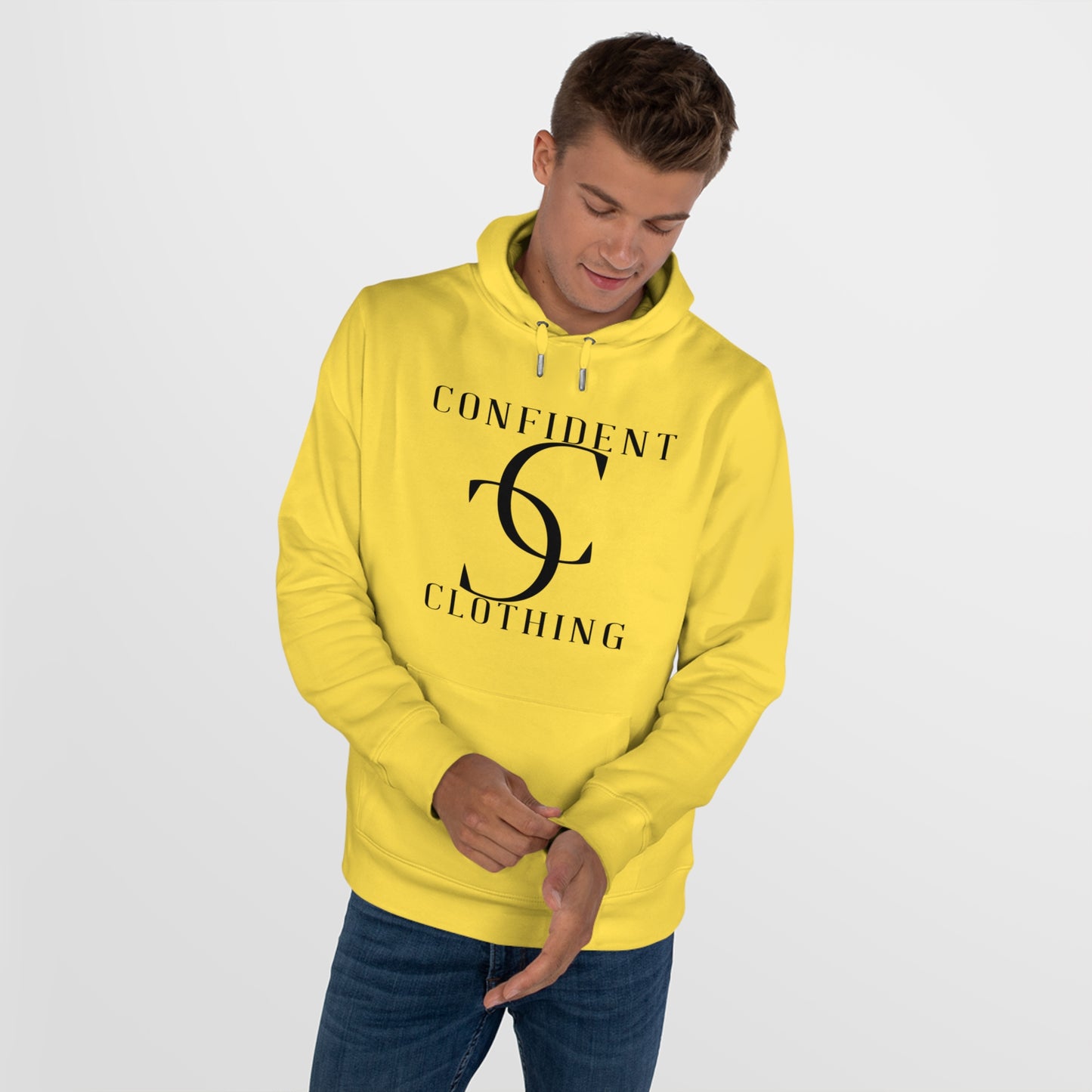 (hoodie unisex) multi-color Confident Clothing Luxury Hooded Sweatshirt (big cc black logo)