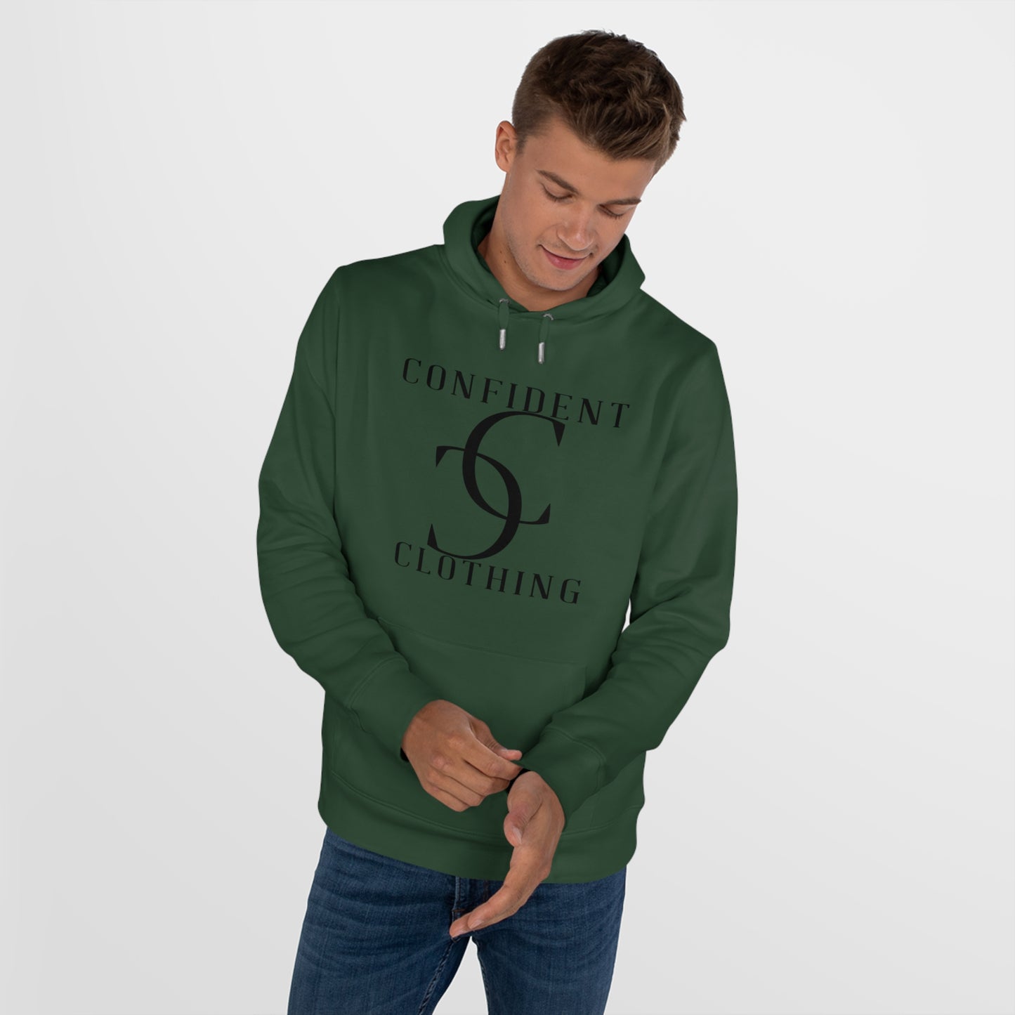 (hoodie unisex) multi-color Confident Clothing Luxury Hooded Sweatshirt (big cc black logo)