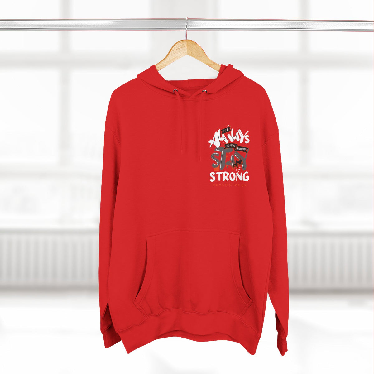 1.3 Confident Clothing Never Give Up Inspirational Fleece Hoodie