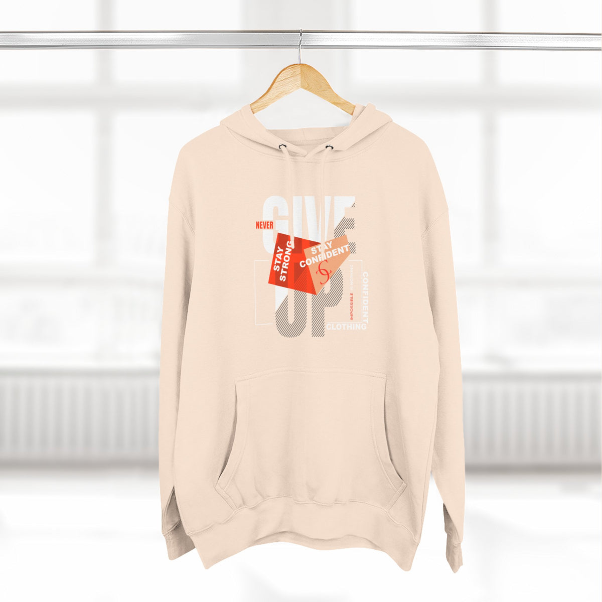 1.1 Confident Clothing Never Give Up Graphic Fleece Hoodie