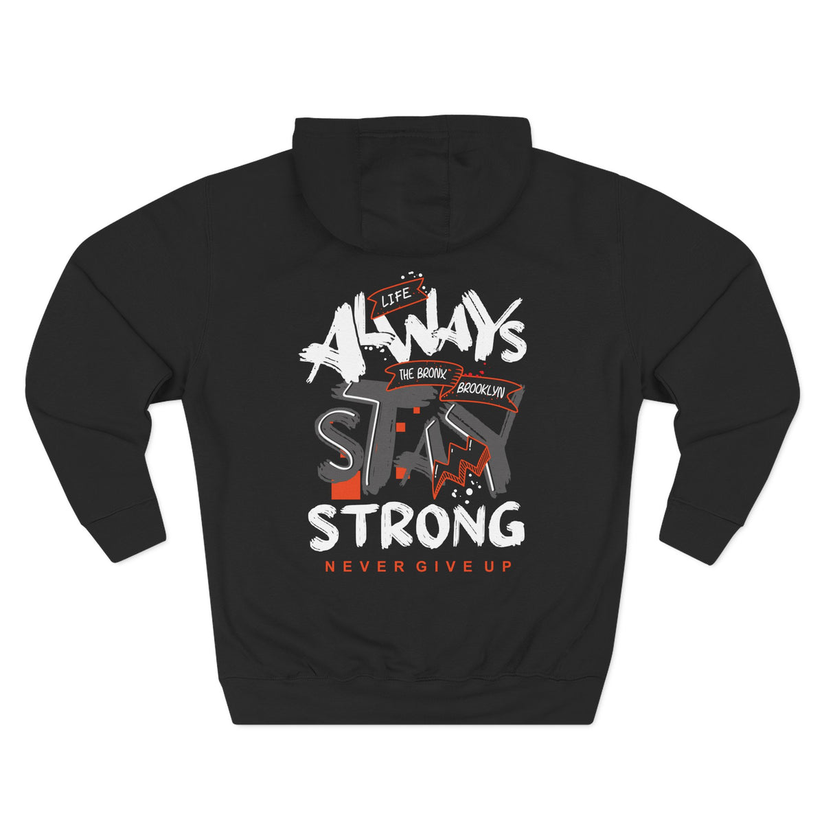 1.3 Confident Clothing Never Give Up Inspirational Fleece Hoodie