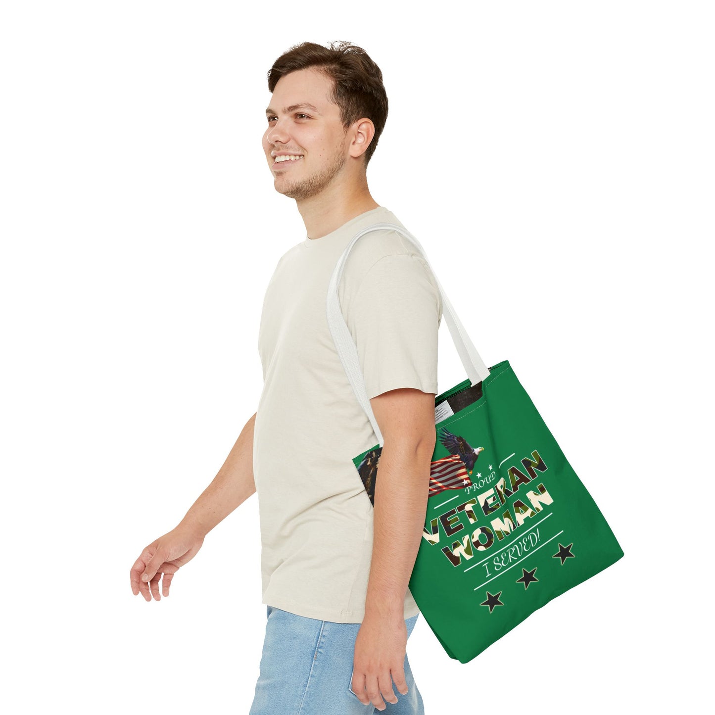 Proud Veteran Woman Tote Bag (Green)