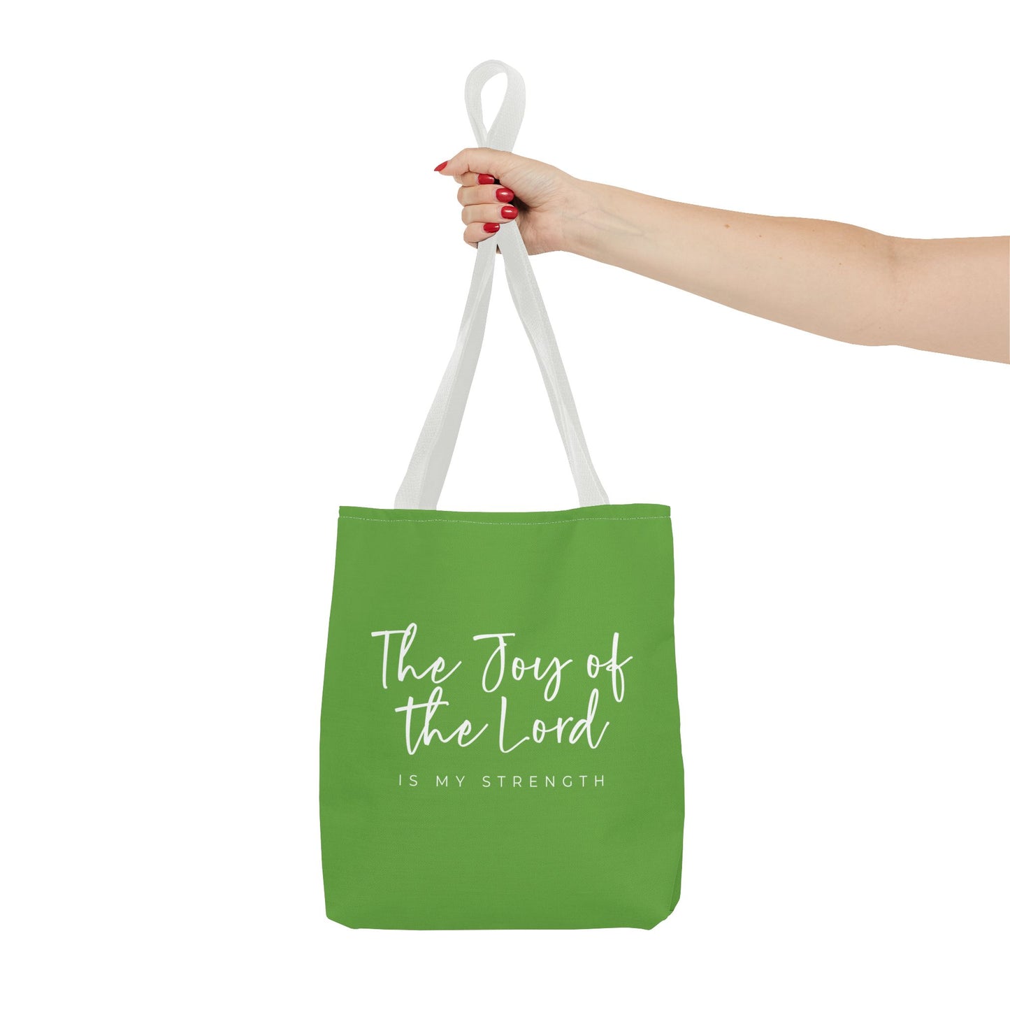 The Joy of the Lord is my Strength Tote Bag (kiwi green)