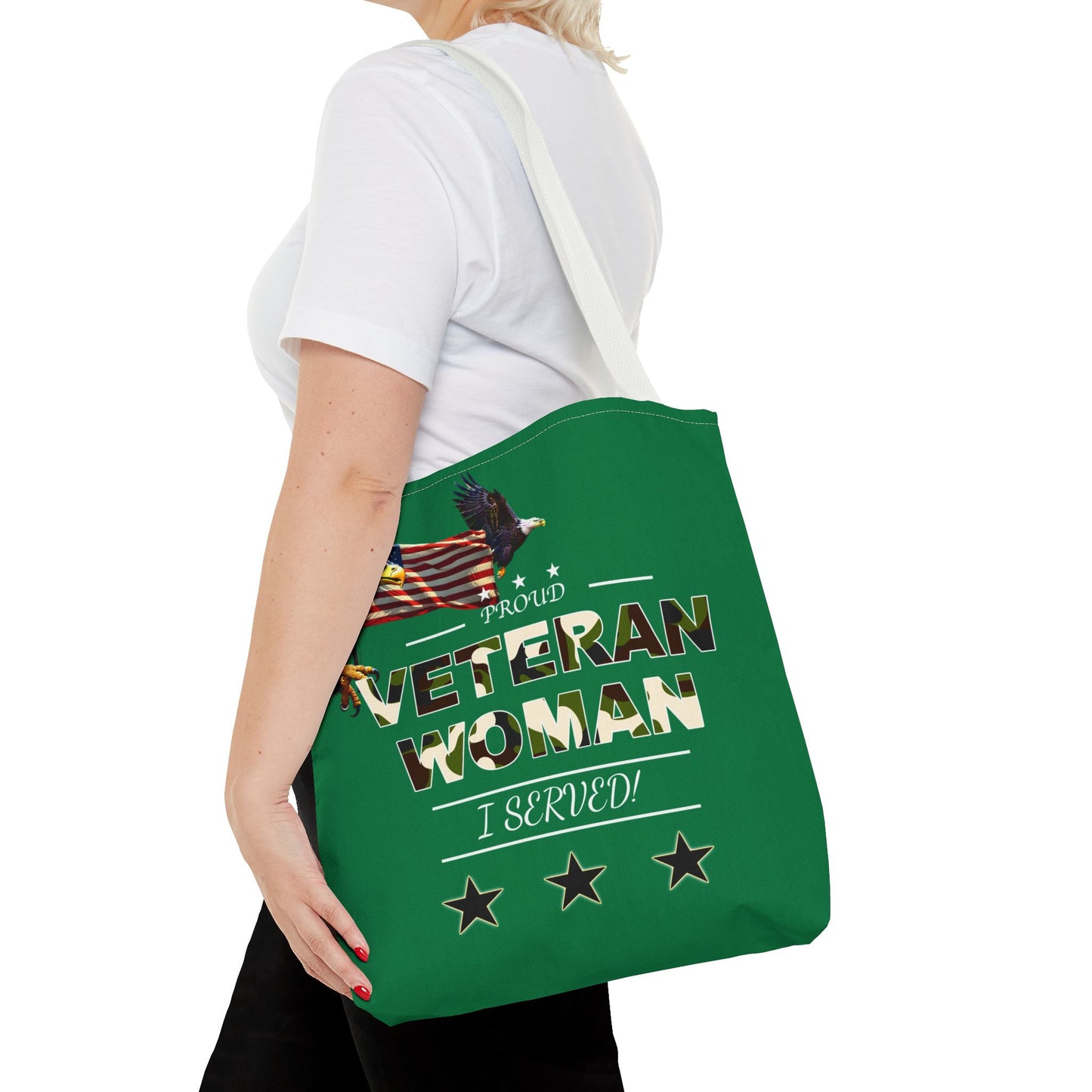 Proud Veteran Woman Tote Bag (Green)