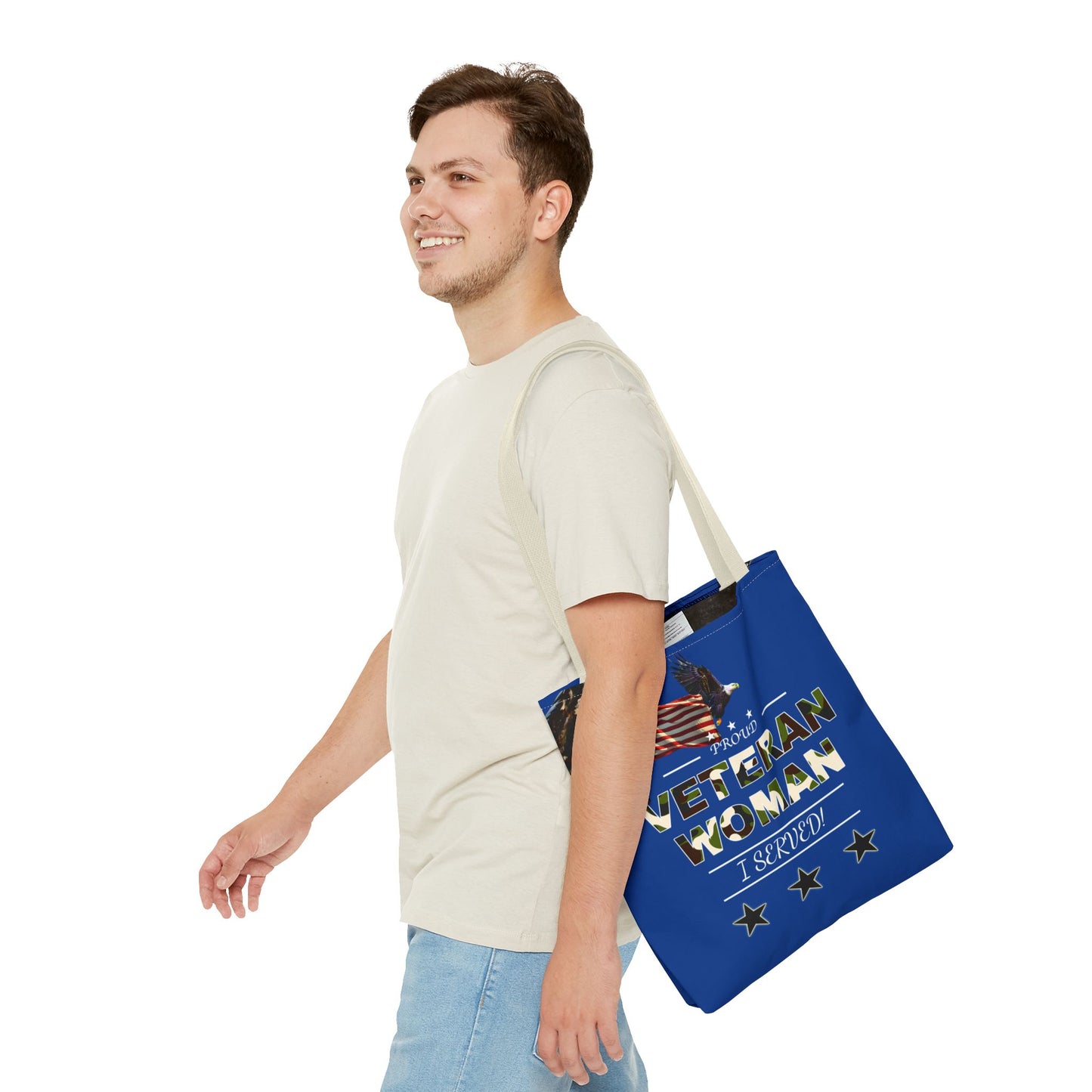 Proud Veteran Woman Tote Bag (Royal Blue)