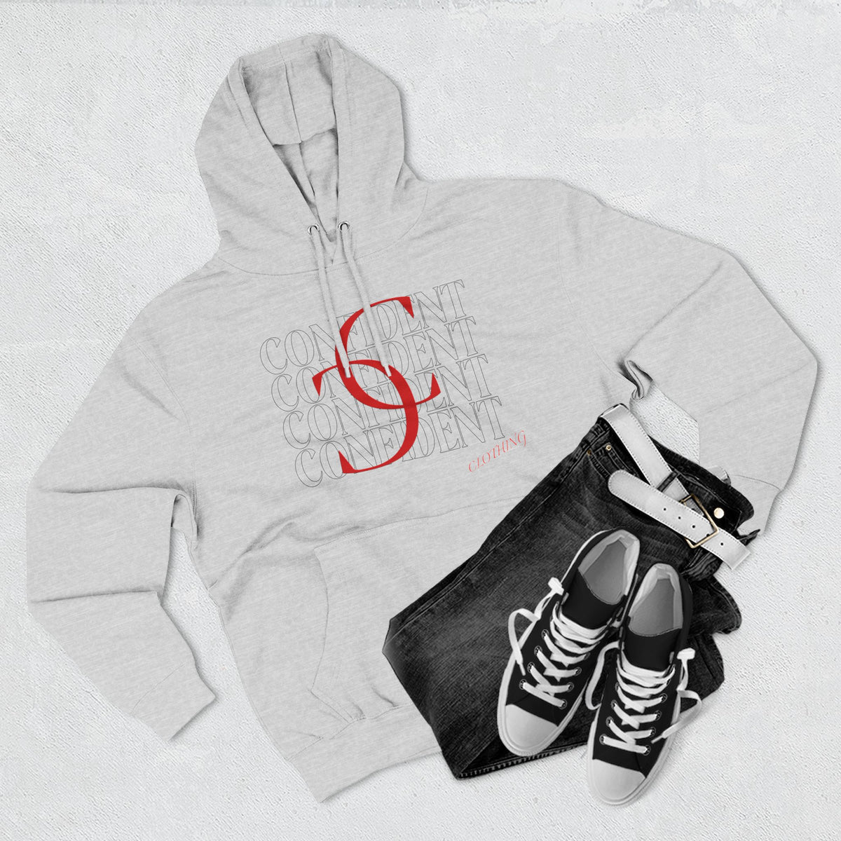 0.1 Confident Clothing Casual Minimalist Red Letter Graphic Fleece Hoodie
