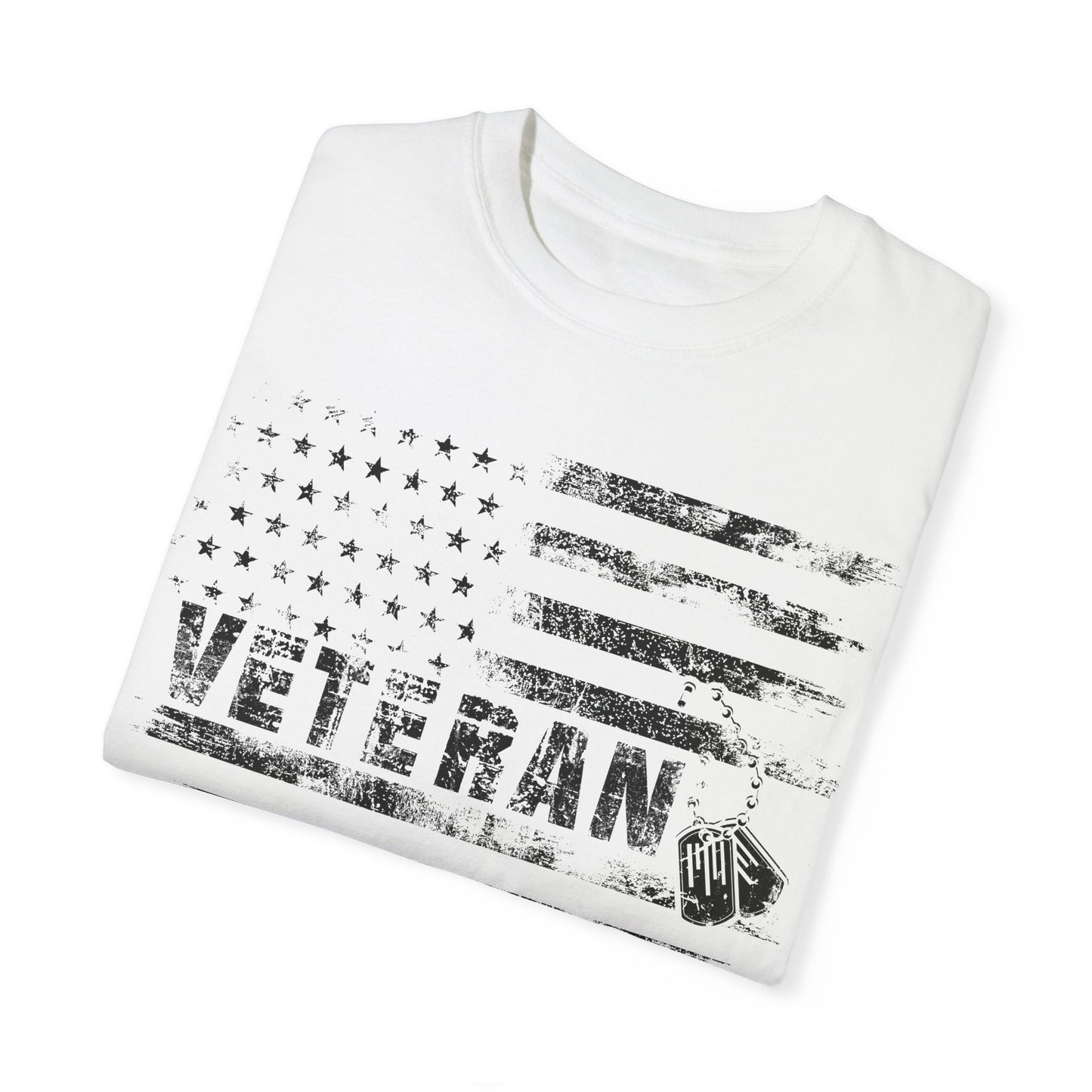 Veteran 1 Unisex Garment-Dyed T-shirt (white) black logo