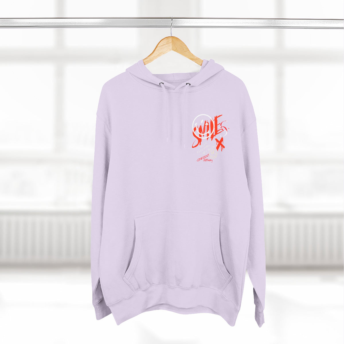 1.5 Confident Clothing Graffiti Hoodie – White “SMILE” Graphic