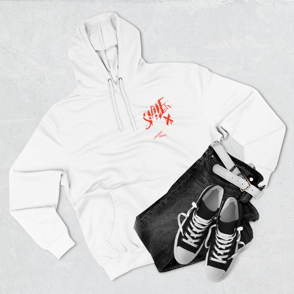 1.5 Confident Clothing Graffiti Hoodie – White “SMILE” Graphic
