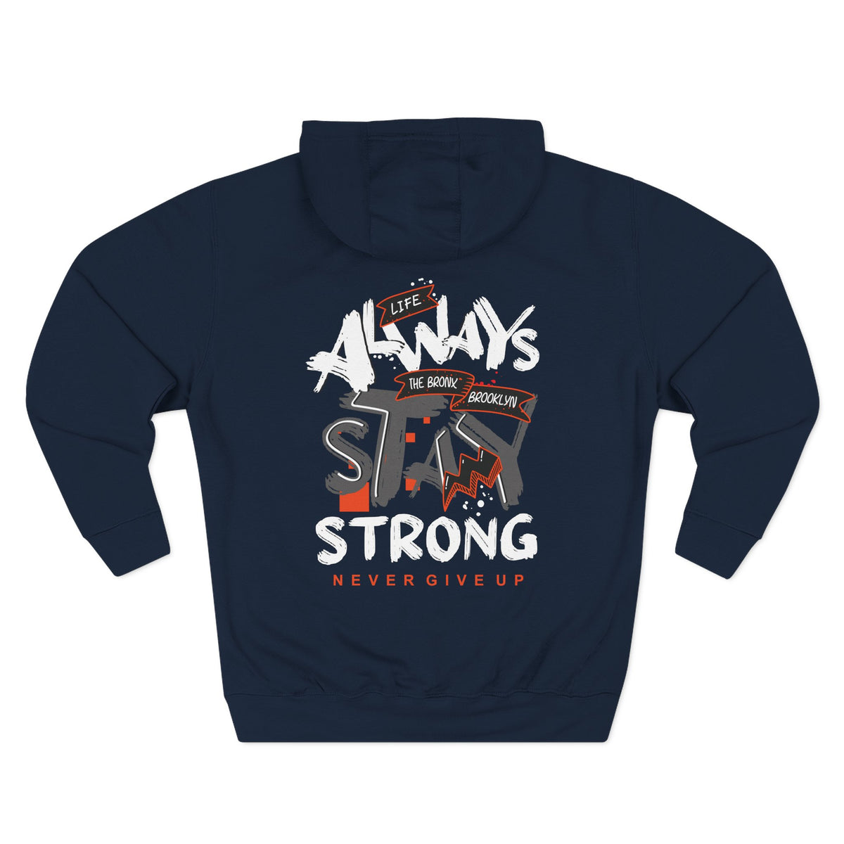 1.3 Confident Clothing Never Give Up Inspirational Fleece Hoodie