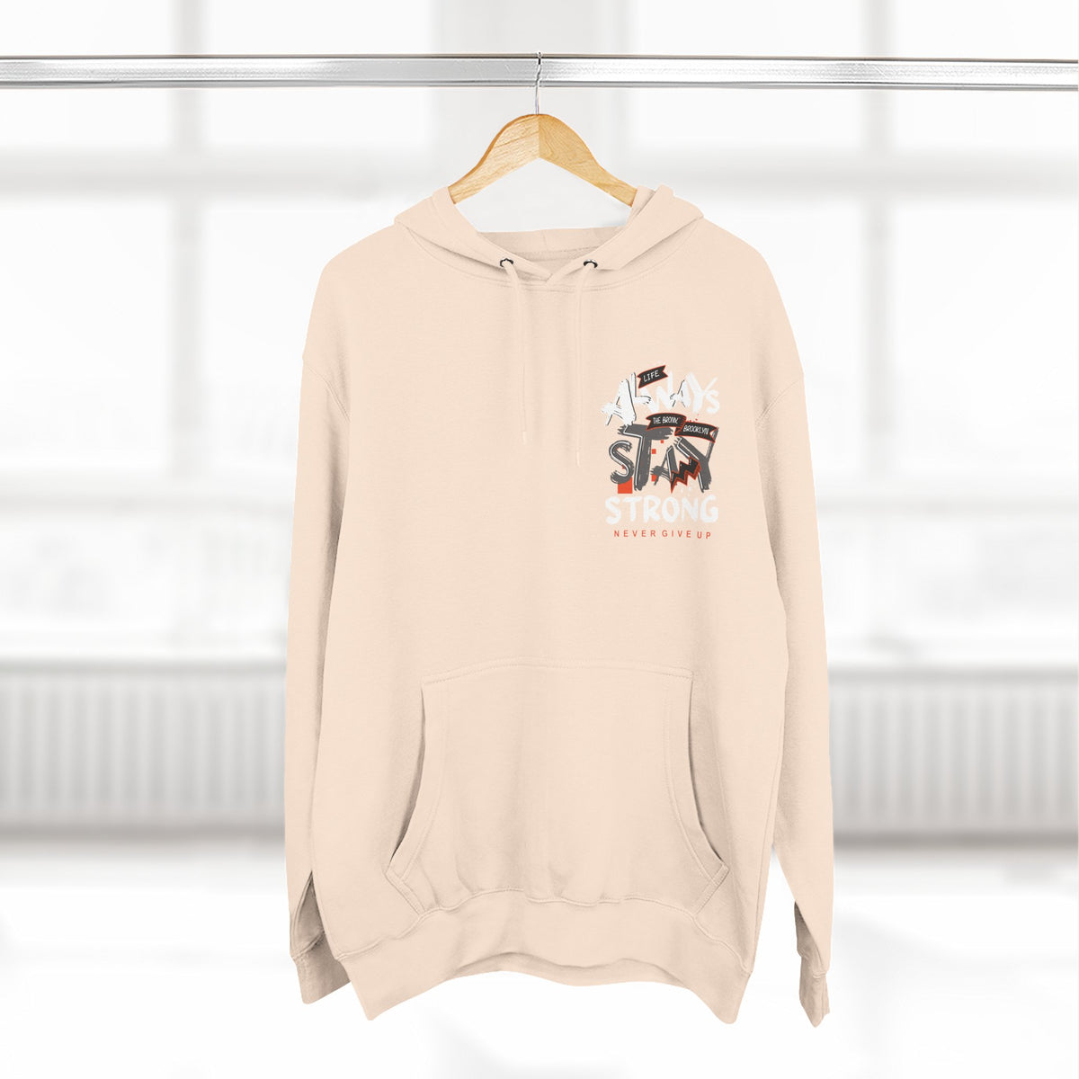 1.3 Confident Clothing Never Give Up Inspirational Fleece Hoodie