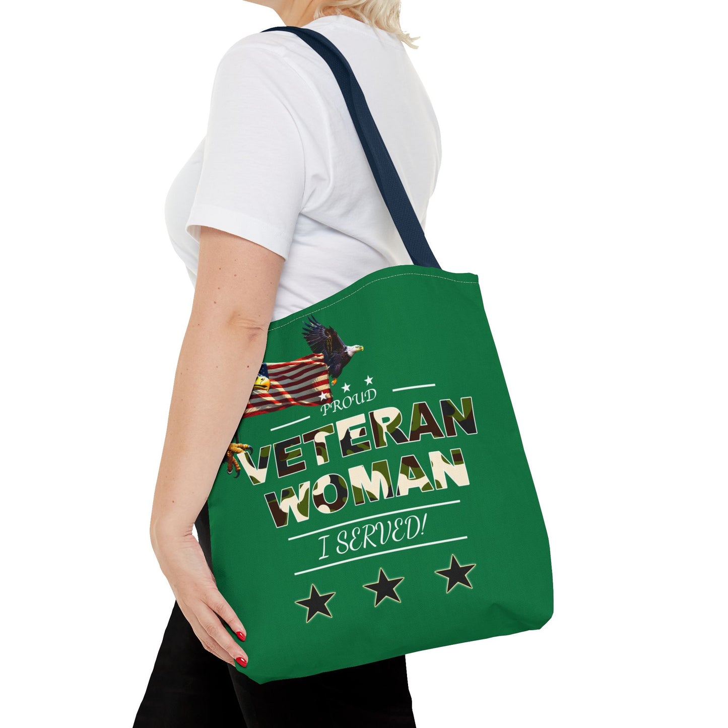 Proud Veteran Woman Tote Bag (Green)