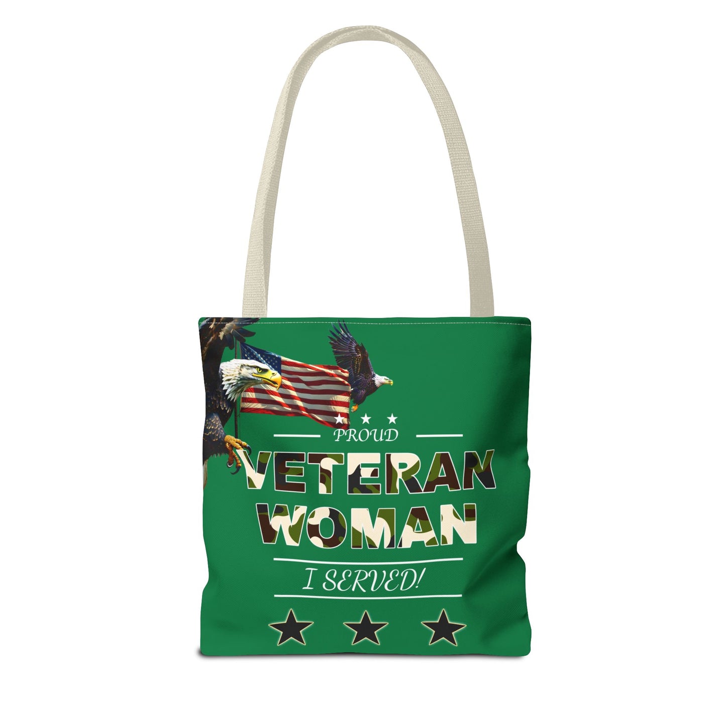 Proud Veteran Woman Tote Bag (Green)