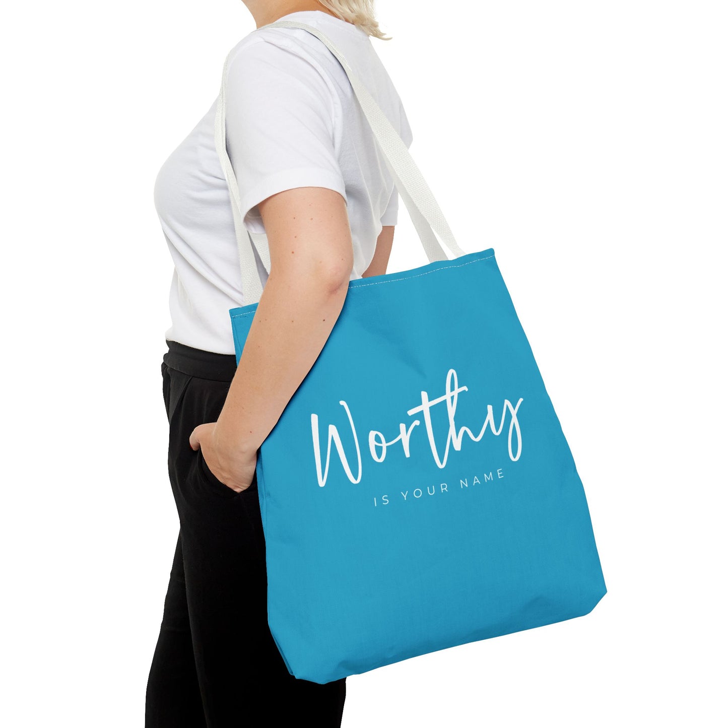 (tote bags) Worthy is Your Name (turquois)