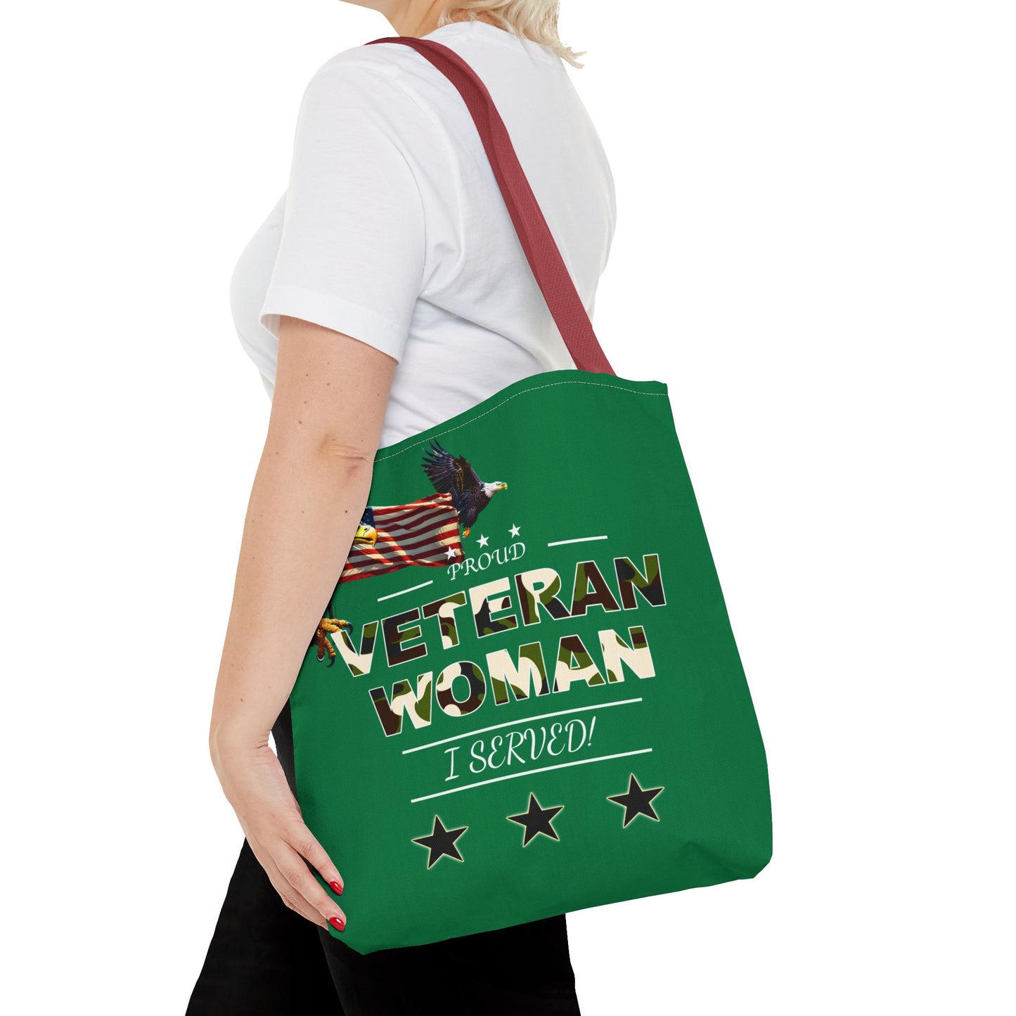 Proud Veteran Woman Tote Bag (Green)