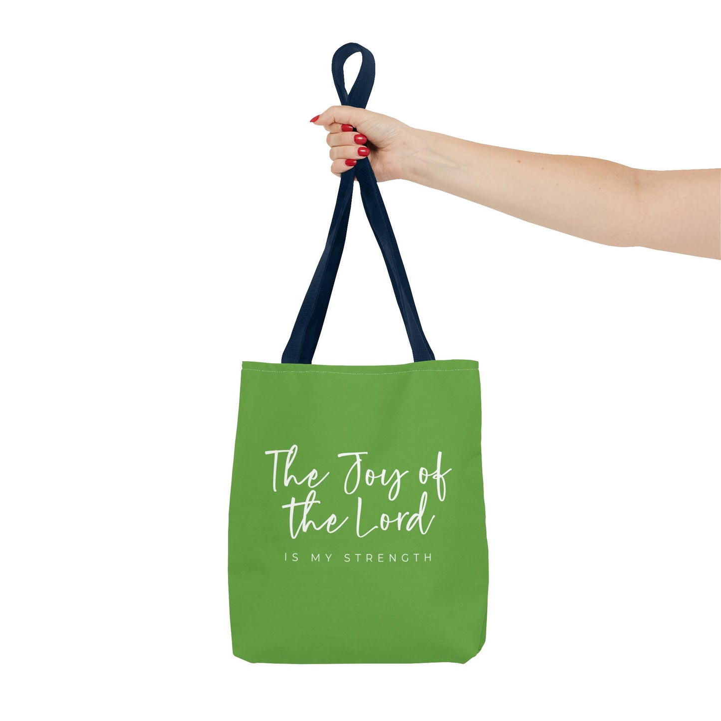 The Joy of the Lord is my Strength Tote Bag (kiwi green)