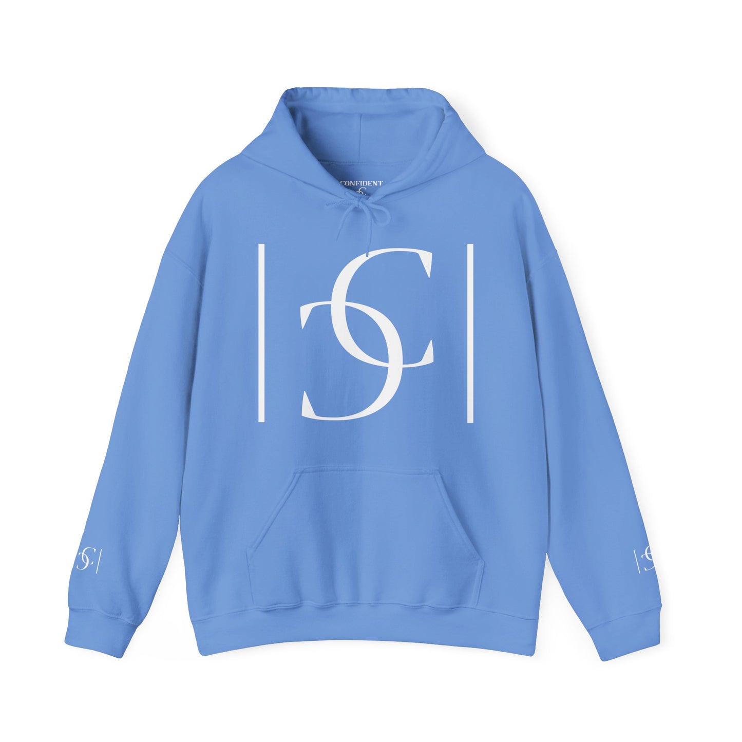 cc (Unisex) multi-color Confident Clothing (ELITE) Luxury Hooded Sweatshirt (white logo)