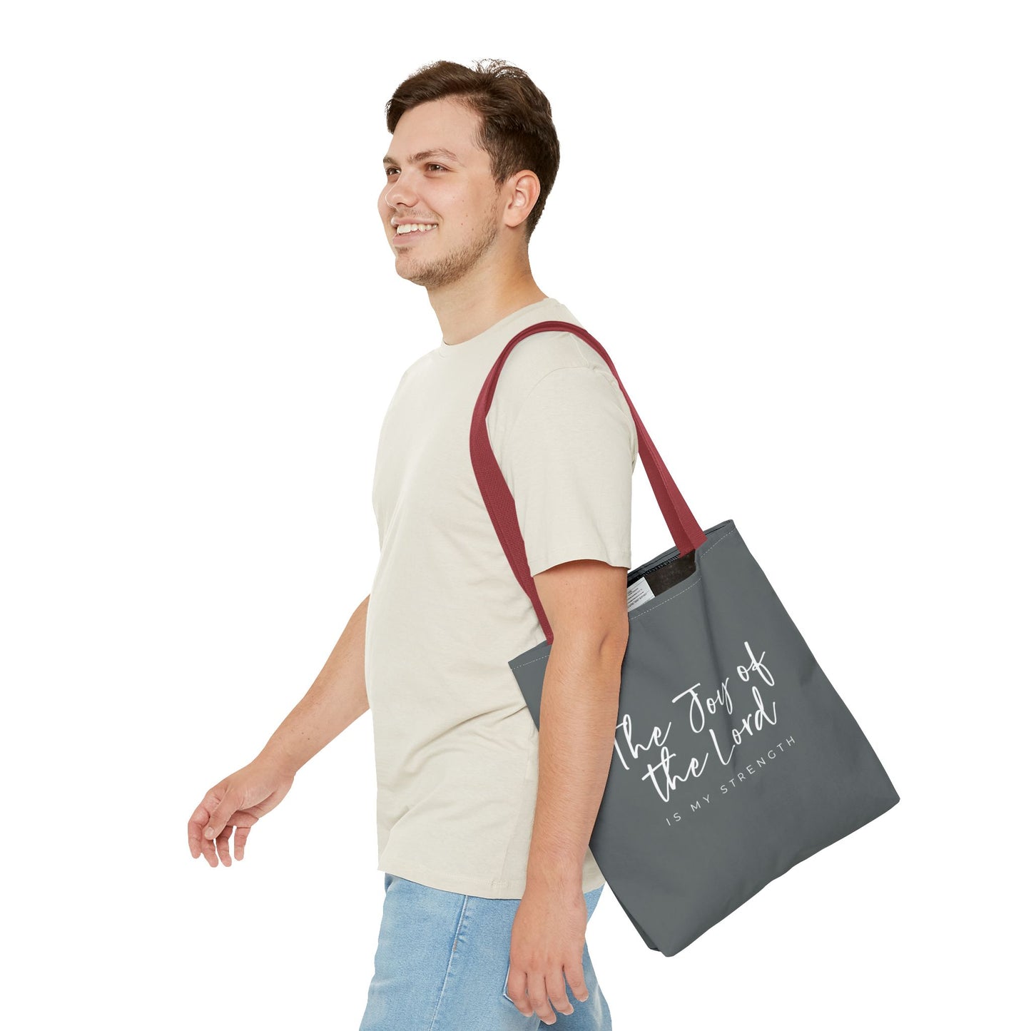 The Joy of the Lord is my Strength Tote Bag (grey)