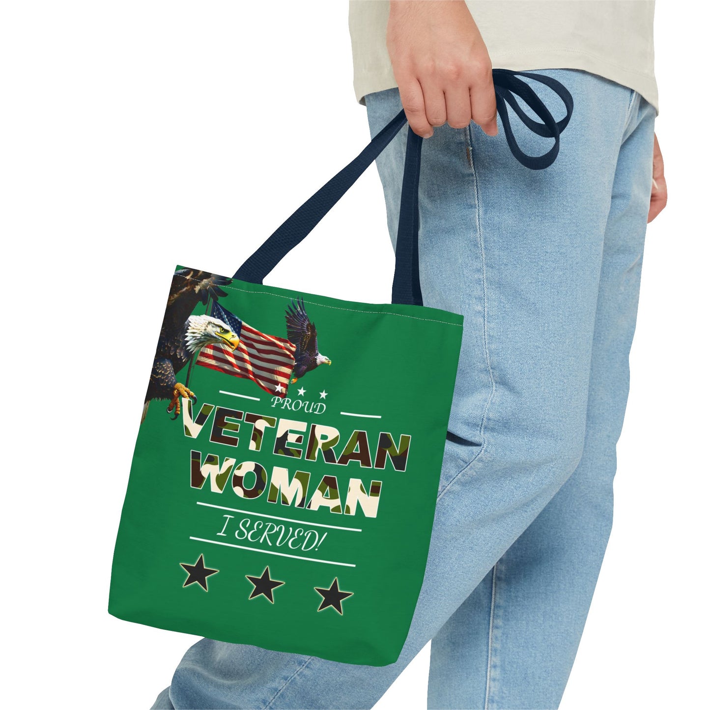 Proud Veteran Woman Tote Bag (Green)