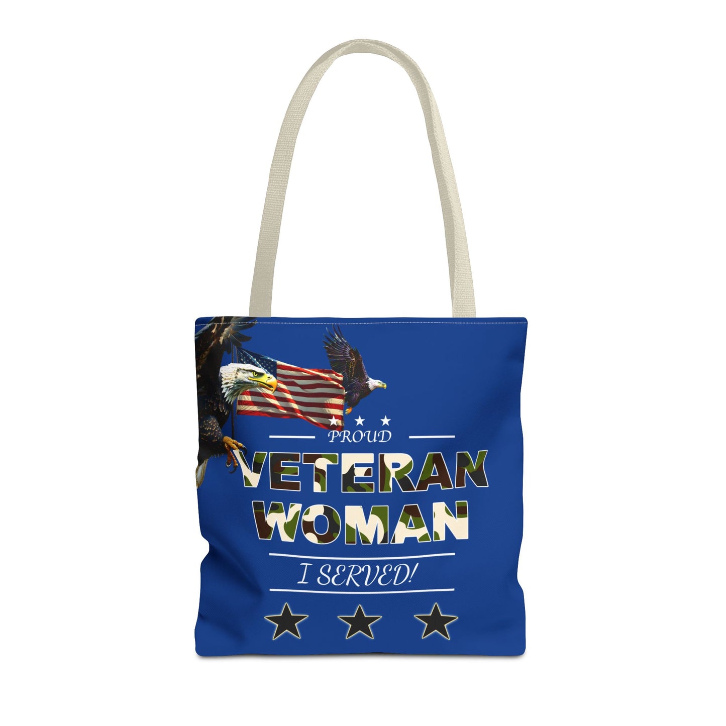 Proud Veteran Woman Tote Bag (Royal Blue)