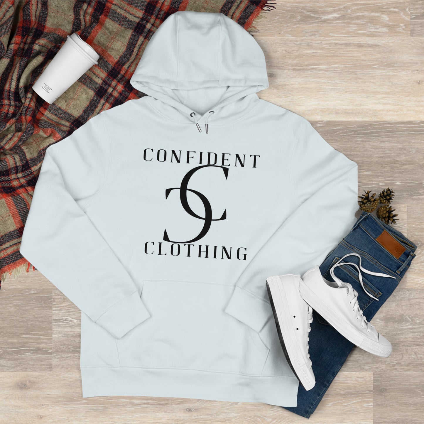 (hoodie unisex) multi-color Confident Clothing Luxury Hooded Sweatshirt (big cc black logo)
