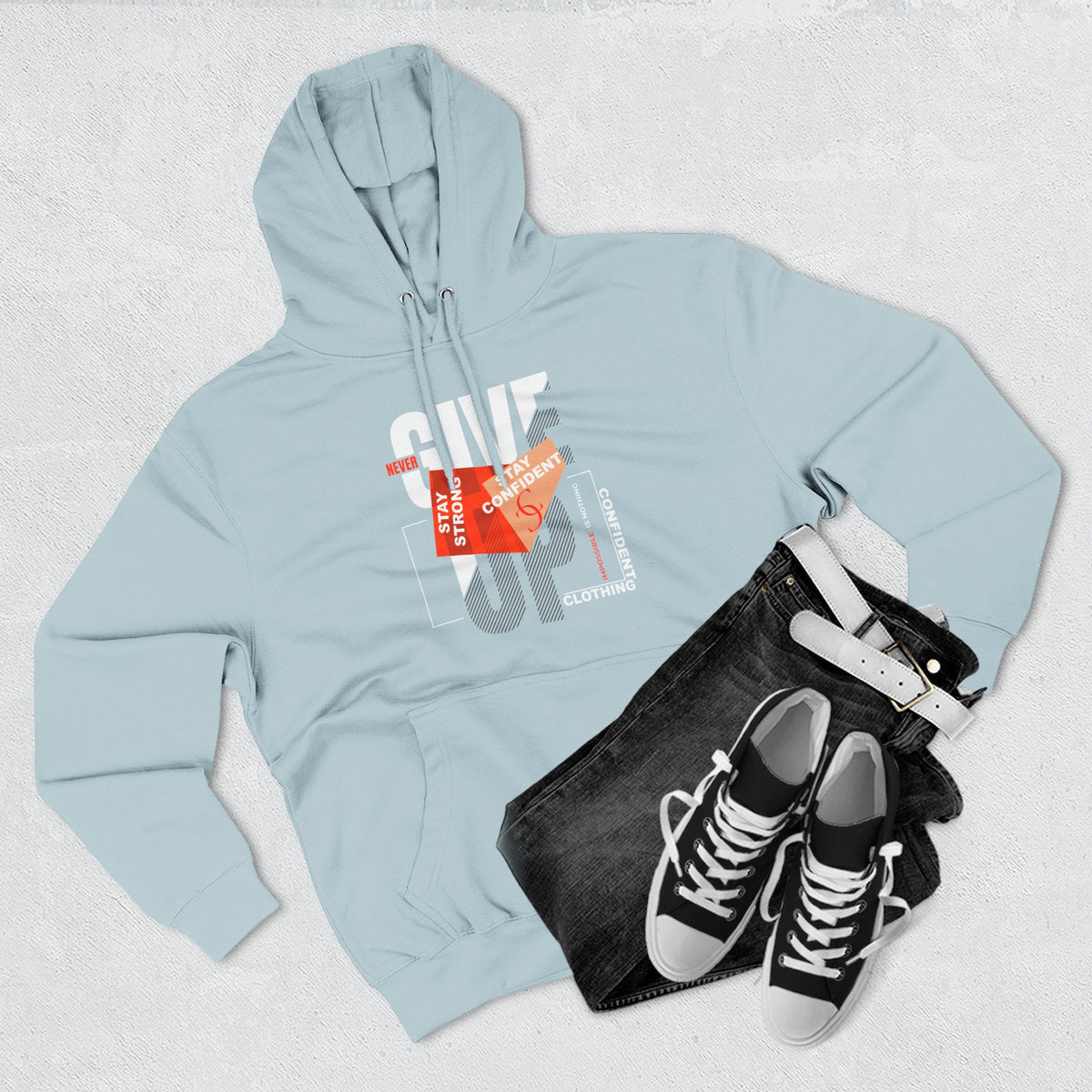 1.1 Confident Clothing Never Give Up Graphic Fleece Hoodie