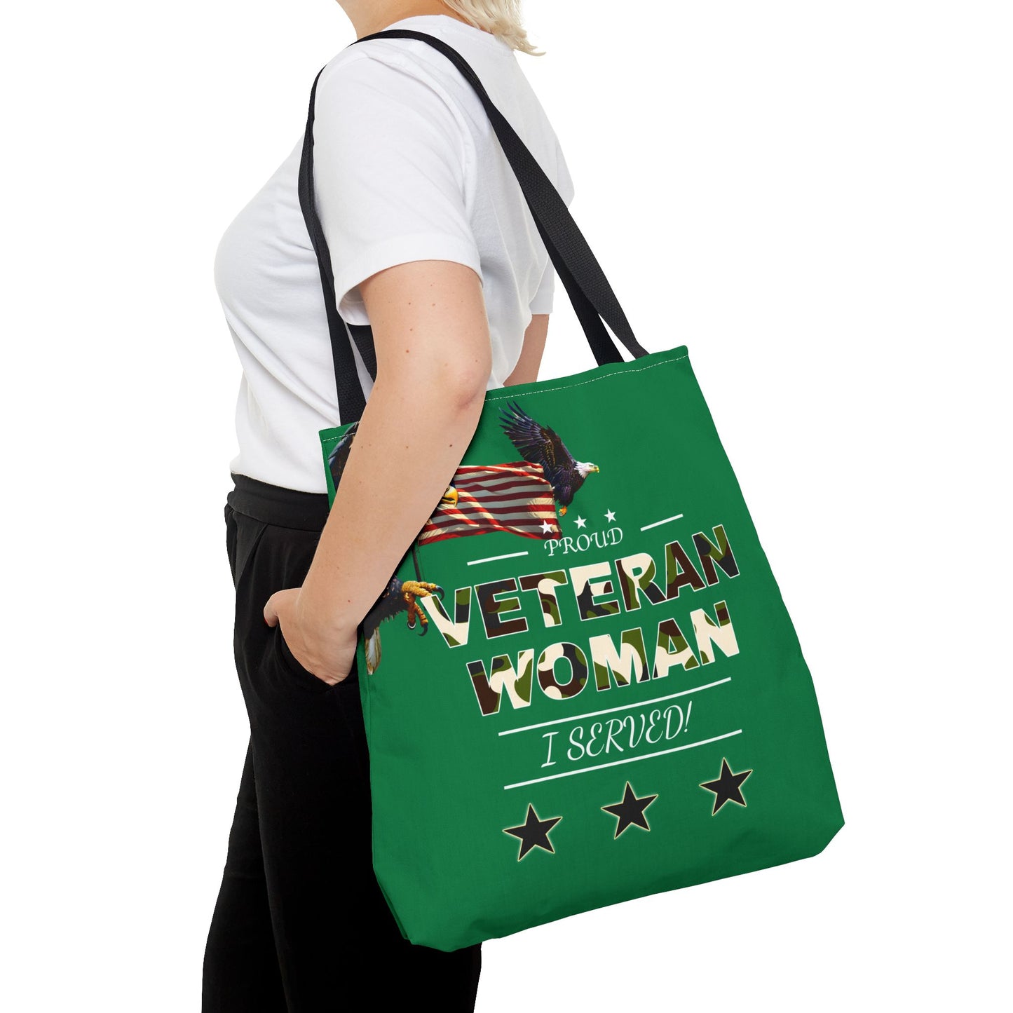 Proud Veteran Woman Tote Bag (Green)