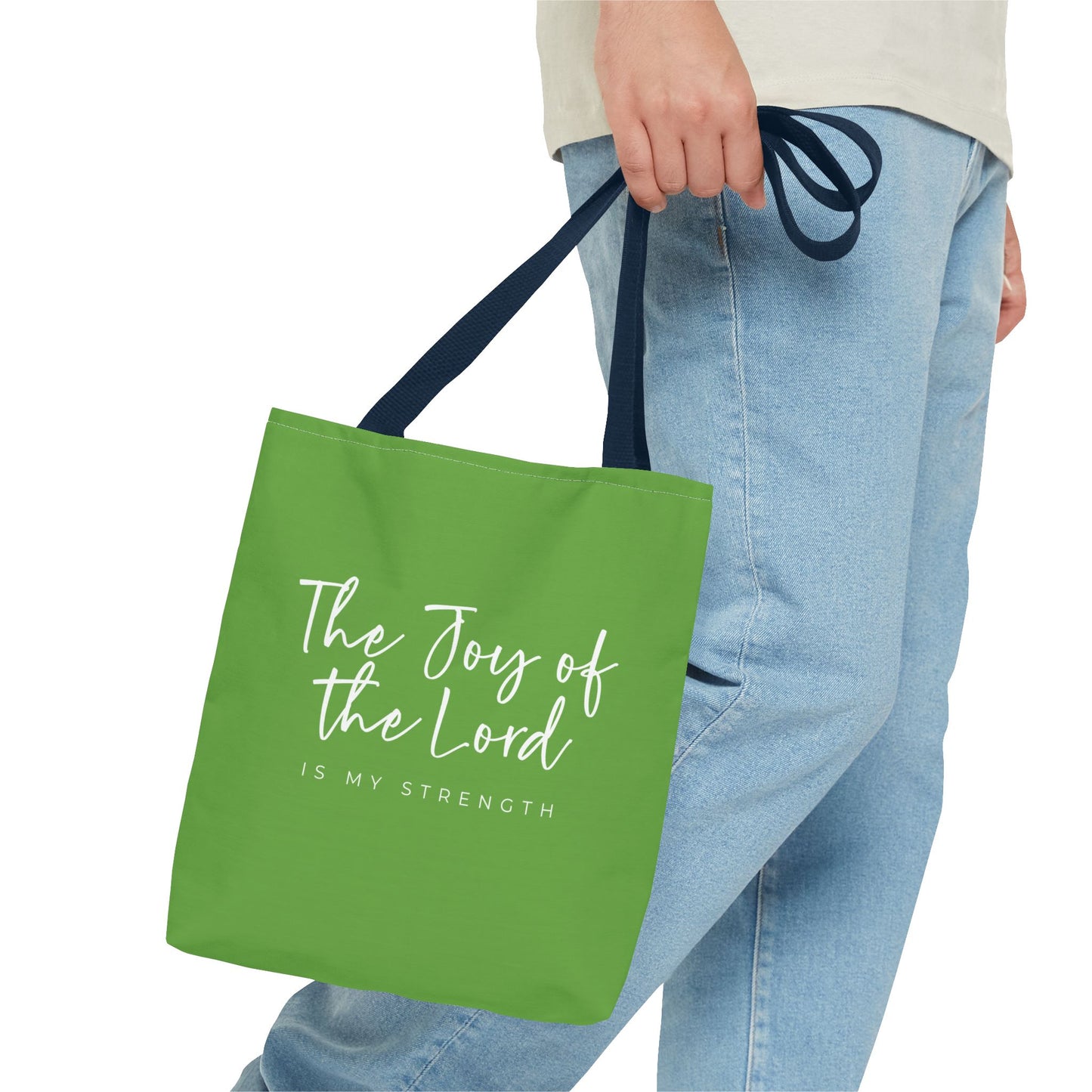 The Joy of the Lord is my Strength Tote Bag (kiwi green)