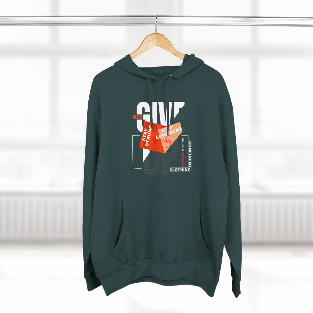 1.1 Confident Clothing Never Give Up Graphic Fleece Hoodie