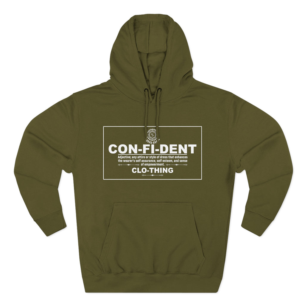 0.2 Confident Clothing Casual CON-FI-DENT Clothing Statement Fleece Hoodie